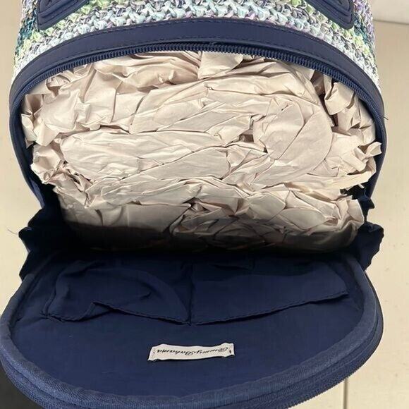 NEW NWT TOMMY BAHAMA Straw-Striped Backpack MULTI COLOR blue purple mint boho - Picture 7 of 8